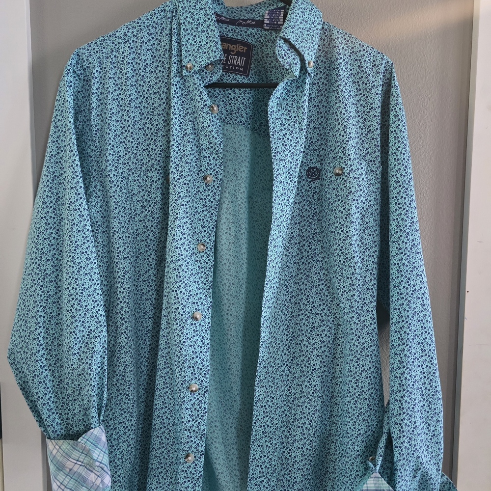 Wrangler Teal Patterned Long Sleeve Shirt